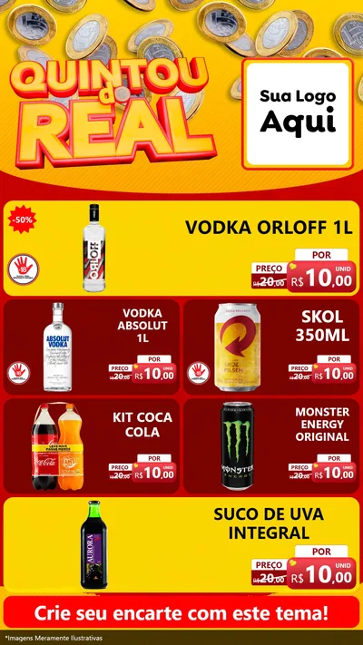 Modelo de TV para TV Vertical com o tema Quintou do Real para Distribuidora de bebidas