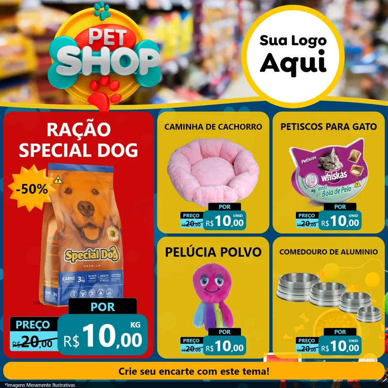 Modelo de Rede Social para Feed Facebook com o tema Pet Shop para Pet Shop