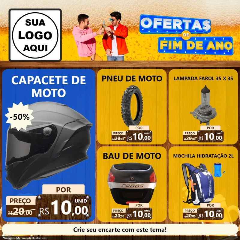 Modelo de Rede Social para Feed Facebook com o tema Ofertas de Fim de Ano para Moto peças