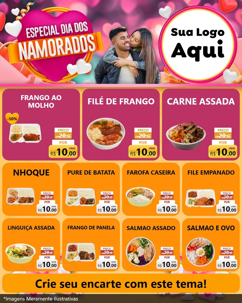 Modelo de Rede Social para Feed Instagram com o tema Especial Dia dos Namorados para Restaurante