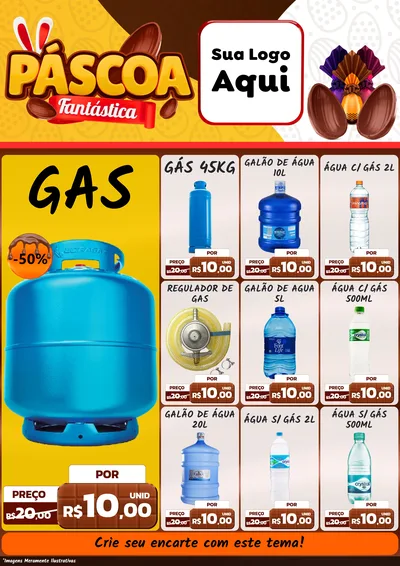 Modelo de Encarte para Encarte A4 Vertical com o tema Páscoa Fantástica para Água e gás