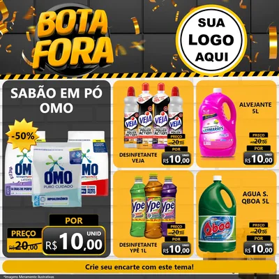 Modelo de Rede Social para Feed Facebook com o tema Bota Fora para Produtos de Limpeza