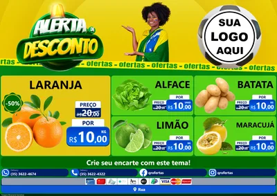 Modelo de Encarte para Encarte A4 Horizontal com o tema Alerta de Desconto para Hortifrúti