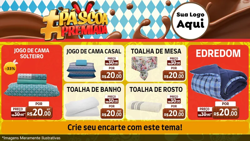 Modelo de TV para TV Horizontal com o tema Páscoa Premiada para Cama, Mesa e Banho