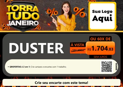 Modelo de Cartaz para Cartaz A4 Horizontal com o tema Torra Tudo Janeiro para Concessionaria de Carros