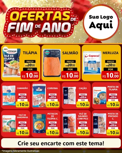 Modelo de Rede Social para Feed Instagram com o tema Ofertas de Fim de Ano para Peixaria