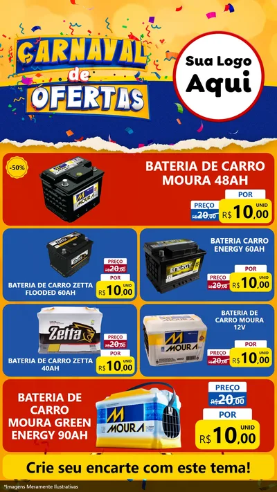 Modelo de TV para TV Vertical com o tema Carnaval de Ofertas para Baterias Elétricas