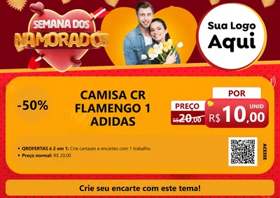 Modelo de Cartaz para Cartaz A4 Horizontal com o tema Semana dos Namorados para Roupas e acessórios