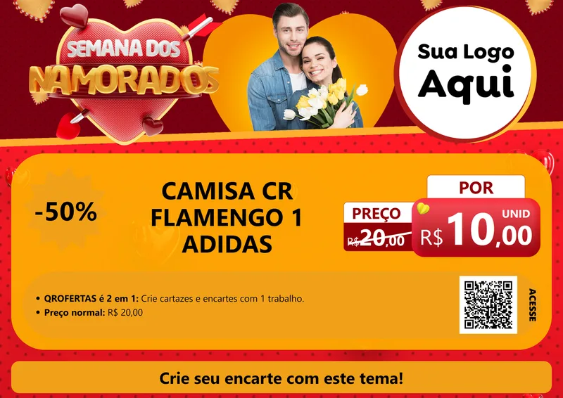 Modelo de Cartaz para Cartaz A4 Horizontal com o tema Semana dos Namorados para Roupas e acessórios