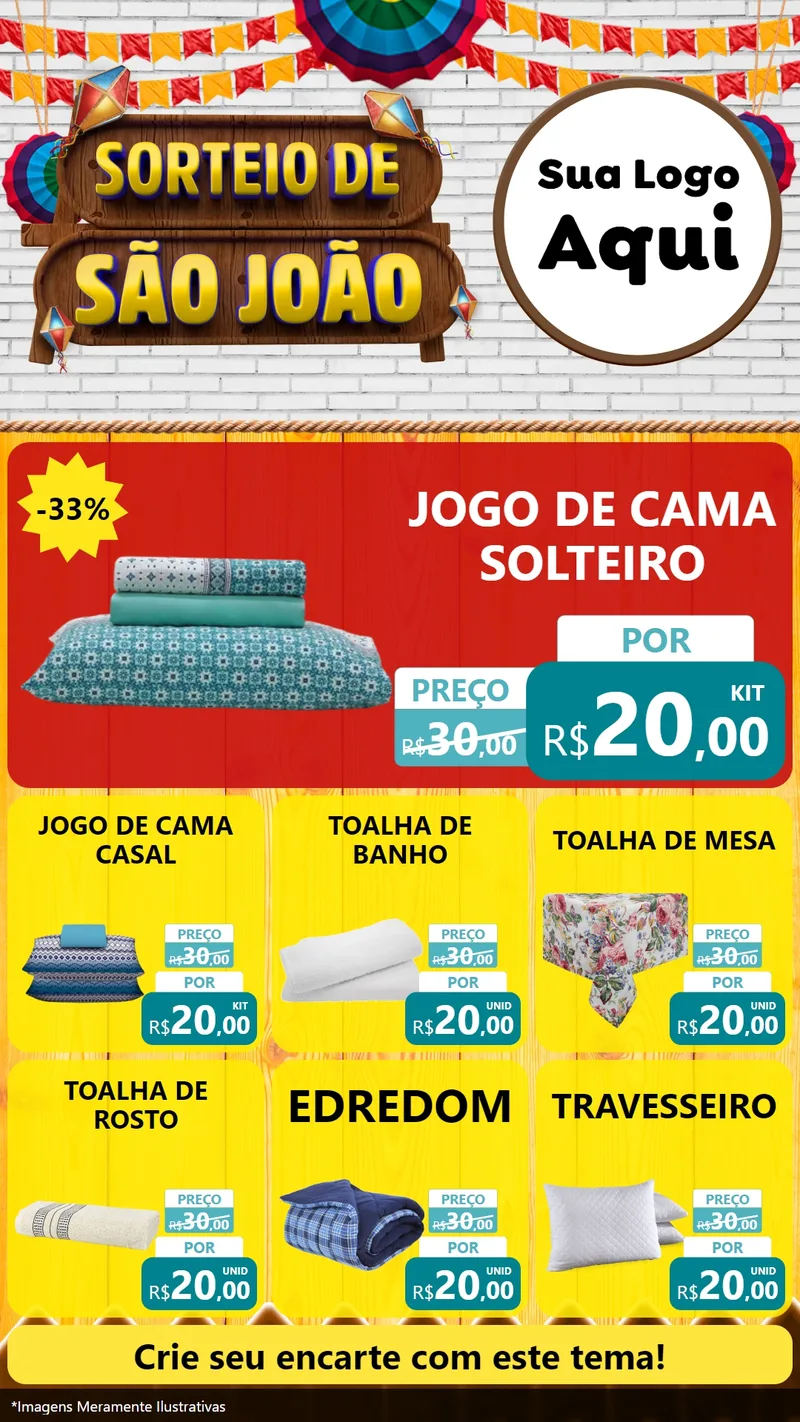 Modelo de Rede Social para Stories com o tema Sorteio de São João para Cama, Mesa e Banho