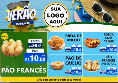 Modelo de Encarte para Encarte A4 Horizontal com o tema Verão de Ofertas para Padaria