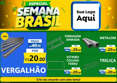 Modelo de Encarte para Encarte A4 Horizontal com o tema Especial Semana do Brasil para Ferragens