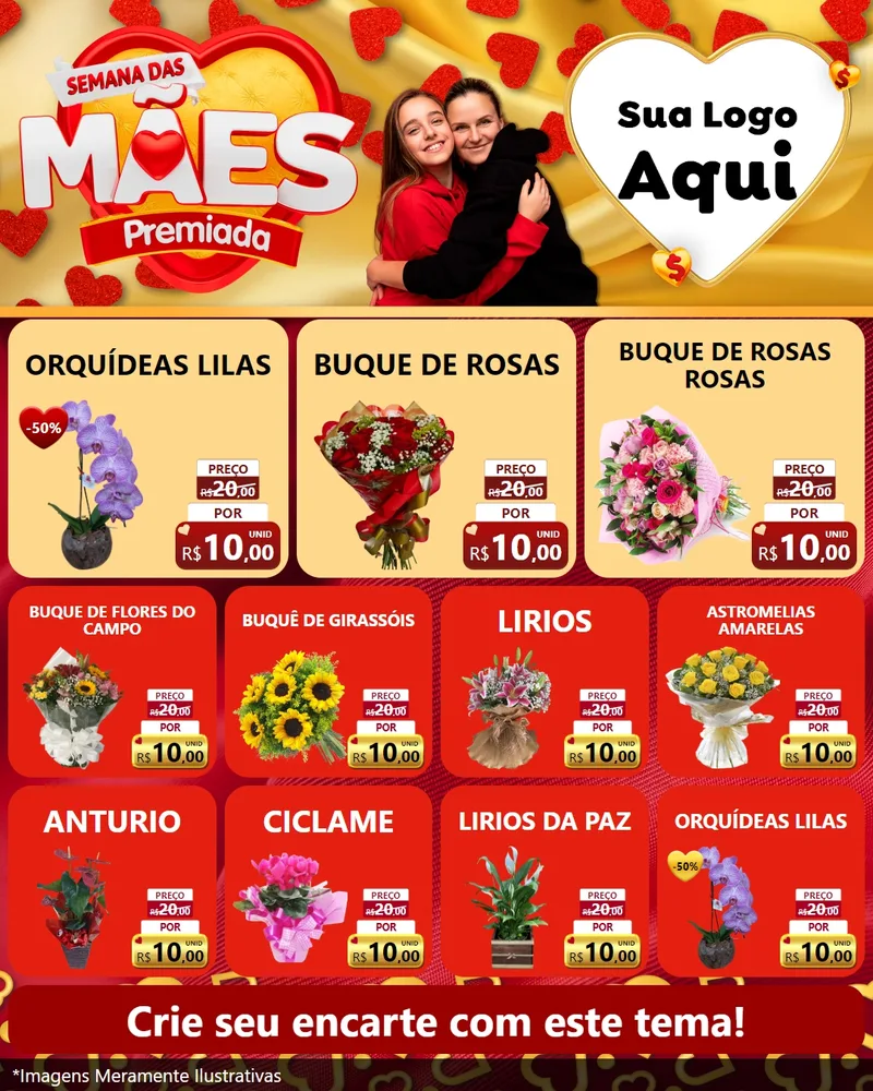 Modelo de Rede Social para Feed Instagram com o tema Semana das Mães Premiada para Floricultura e jardim