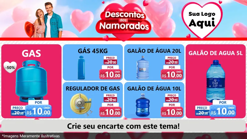 Modelo de TV para TV Horizontal com o tema Descontos dos Namorados para Água e gás
