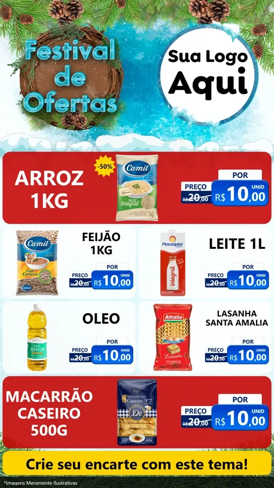 Modelo de TV para TV Vertical com o tema Festival de Ofertas - Inverno para Supermercado
