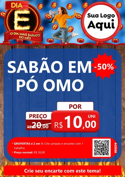 Modelo de Cartaz para Cartaz A4 Vertical com o tema Dia E - O Dia Mais Barato Do Mês para Produtos de Limpeza