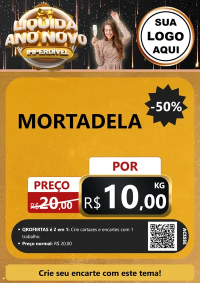 Modelo de Cartaz para Cartaz A4 Vertical com o tema Liquida Ano Novo Imperdível para Frios e Laticínios