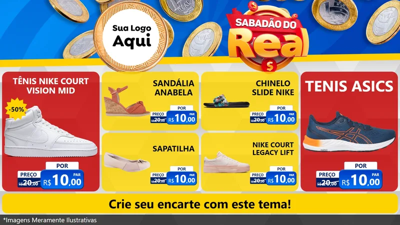 Modelo de TV para TV Horizontal com o tema Sabadão do Real para Calçados