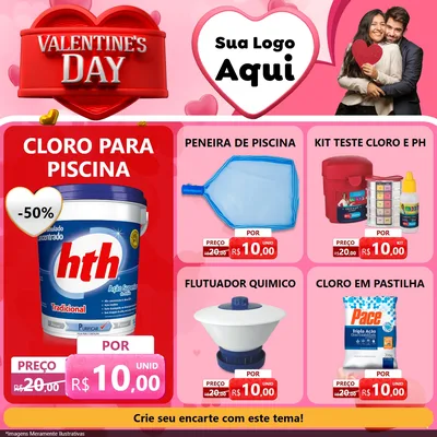 Modelo de Rede Social para Feed Facebook com o tema Valentine's Day para Produtos para Piscina