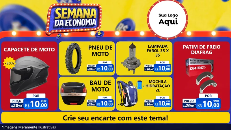 Modelo de TV para TV Horizontal com o tema Semana da Economia para Moto peças