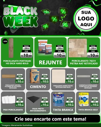 Modelo de Rede Social para Feed Instagram com o tema Black Week para Pisos e revestimentos