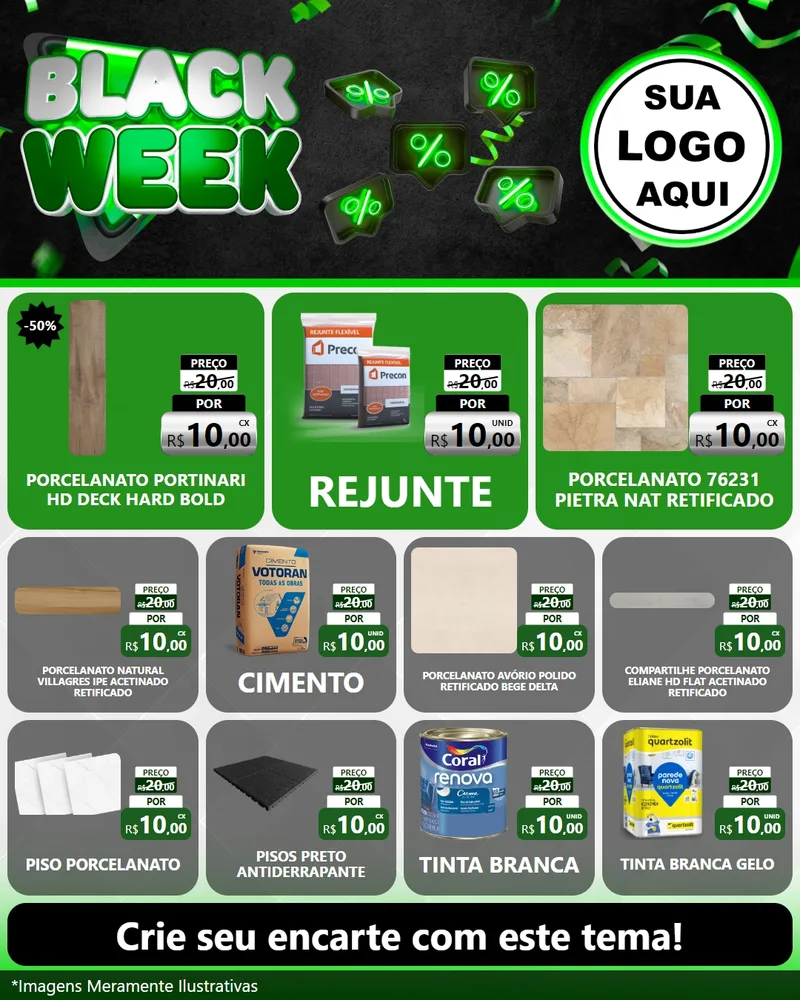 Modelo de Rede Social para Feed Instagram com o tema Black Week para Pisos e revestimentos