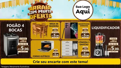 Modelo de TV para TV Horizontal com o tema Ofertas de São João - Junina para Móveis e Eletro