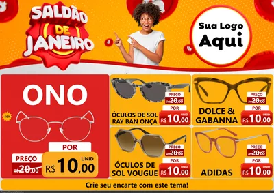 Modelo de Encarte para Encarte A4 Horizontal com o tema Saldão de Janeiro para Óticas