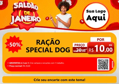 Modelo de Cartaz para Cartaz A4 Horizontal com o tema Saldão de Janeiro para Pet Shop