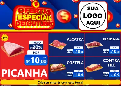 Modelo de Encarte para Encarte A4 Horizontal com o tema Ofertas Especiais de Outubro para Açougue