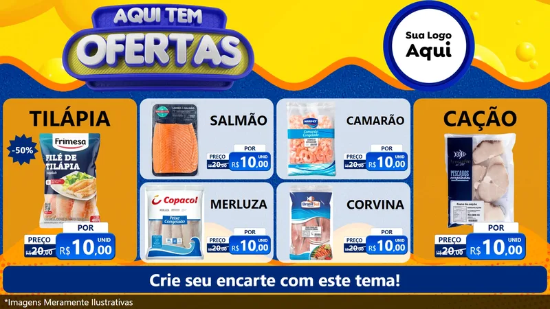 Modelo de TV para TV Horizontal com o tema Aqui Tem Ofertas para Peixaria
