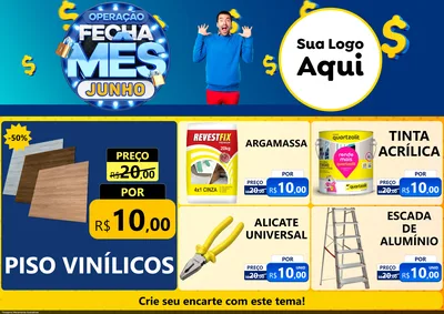 Modelo de Encarte para Encarte A4 Horizontal com o tema Operação Fecha Mês, Junho para Material para Construção