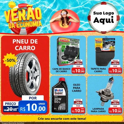 Modelo de Rede Social para Feed Facebook com o tema Verão da Economia para Auto peças