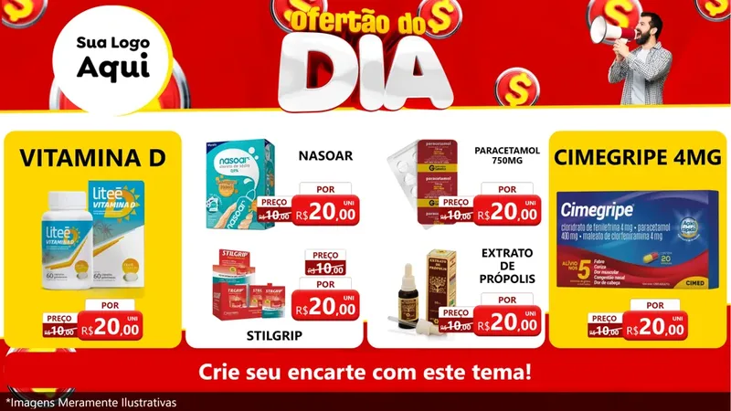 Modelo de TV para TV Horizontal com o tema Ofertão do dia para Farmácia