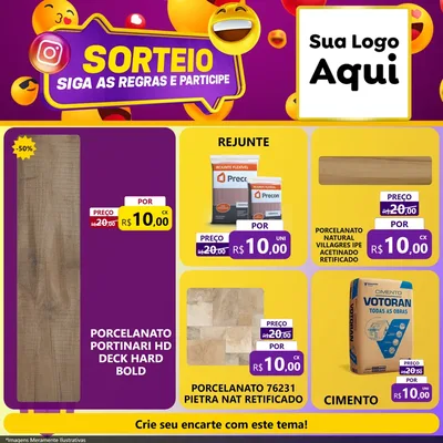 Modelo de Rede Social para Feed Facebook com o tema Sorteio para Pisos e revestimentos