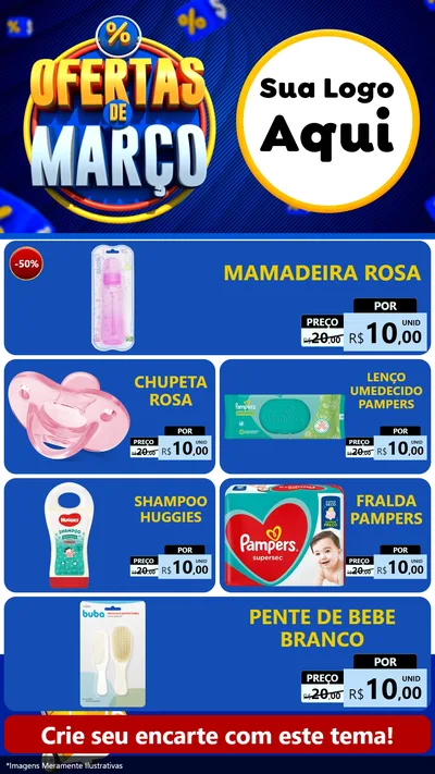 Modelo de TV para TV Vertical com o tema Ofertas de Março para Bebês