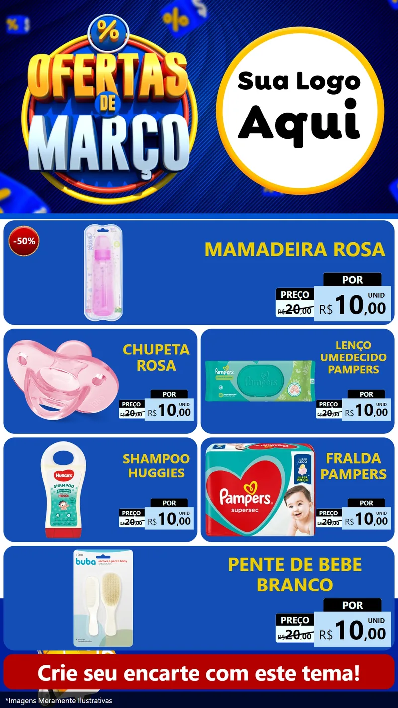 Modelo de TV para TV Vertical com o tema Ofertas de Março para Bebês
