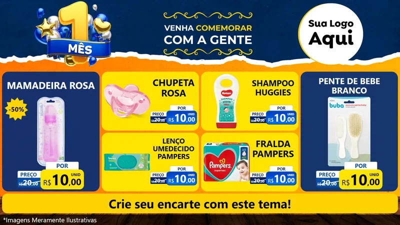 Modelo de TV para TV Horizontal com o tema Um Mês de Aniversário para Bebês