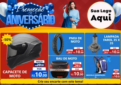 Modelo de Encarte para Encarte A4 Horizontal com o tema Promoção de Aniversário para Moto peças