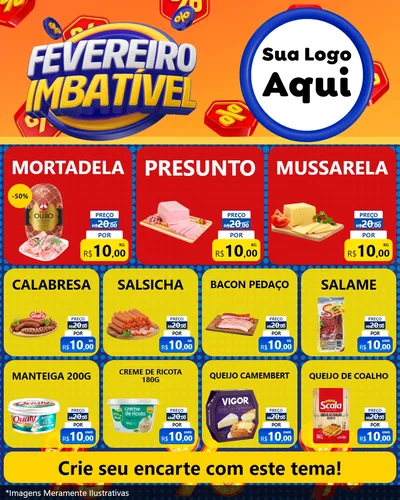 Modelo de Rede Social para Feed Instagram com o tema Fevereiro Imbatível para Frios e Laticínios