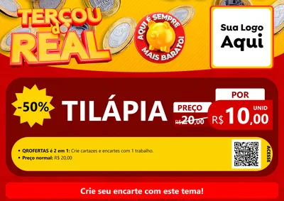 Modelo de Cartaz para Cartaz A4 Horizontal com o tema Terçou do Real para Peixaria