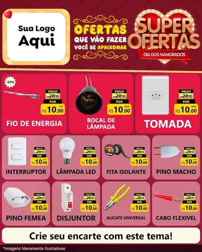 Modelo de Rede Social para Feed Instagram com o tema Dia dos Namorados para Materiais Elétricos