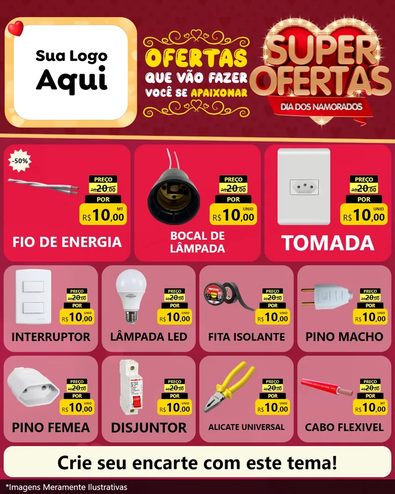 Modelo de Rede Social para Feed Instagram com o tema Dia dos Namorados para Materiais Elétricos