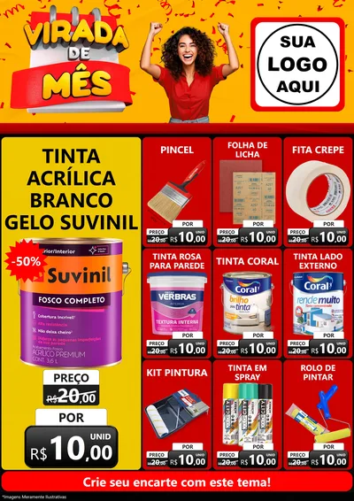 Modelo de Encarte para Encarte A4 Vertical com o tema Virada de Mês para Tintas e Ferramentas