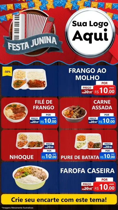 Modelo de TV para TV Vertical com o tema Festa Junina para Restaurante