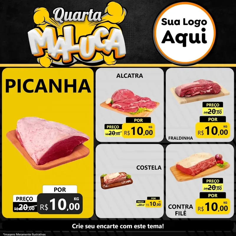 Modelo de Rede Social para Feed Facebook com o tema Quarta Maluca para Açougue
