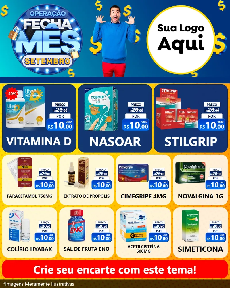 Modelo de Rede Social para Feed Instagram com o tema Operação Fecha Mês Setembro para Farmácia