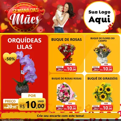 Modelo de Rede Social para Feed Facebook com o tema Semana das Mães para Floricultura e jardim