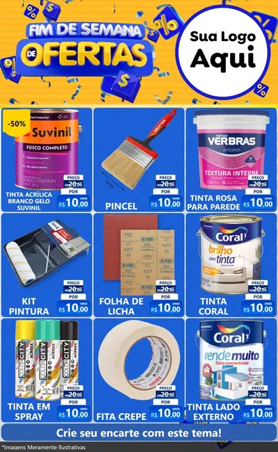 Modelo de Encarte para Encarte Grande com o tema Fim de Semana de Ofertas para Tintas e Ferramentas