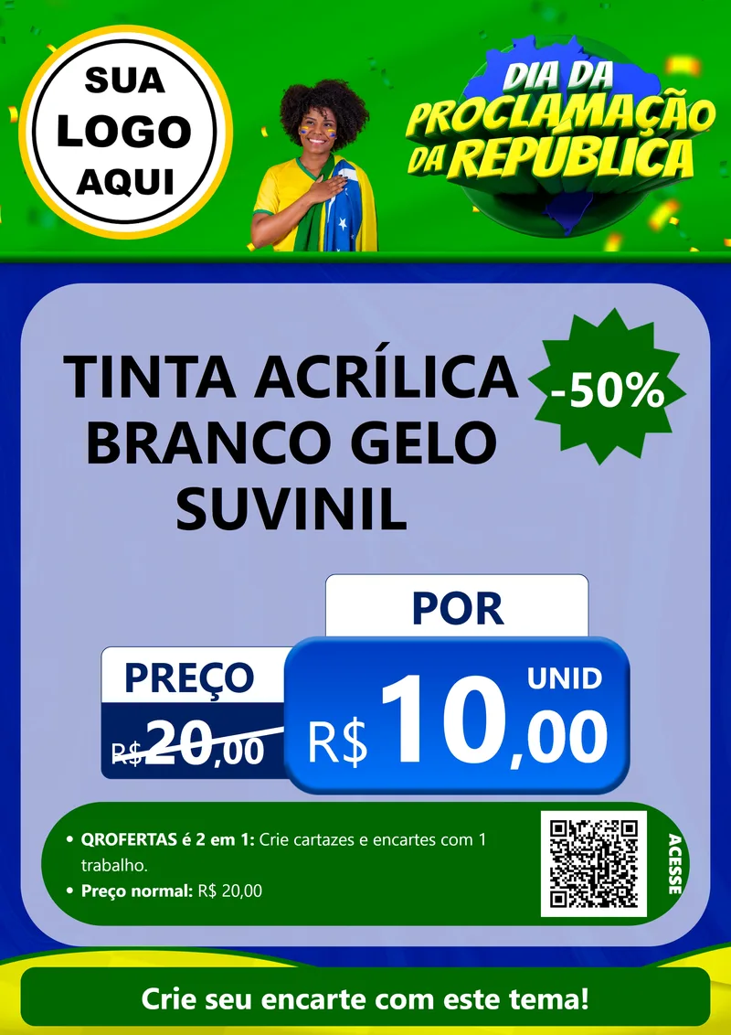 Modelo de Cartaz para Cartaz A4 Vertical com o tema Dia Da Proclamação Da República para Tintas e Ferramentas